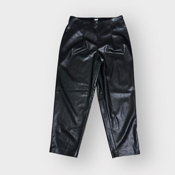 NEW DKNY Faux Leather High Rise Taper Leg Pants - Picture 2 of 9